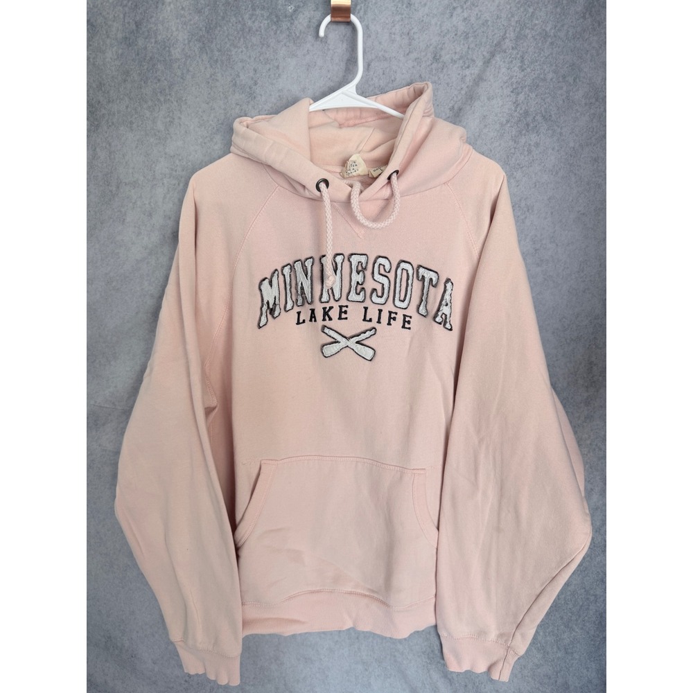 Blue 84 Minnesota Lake Life Hoodie Peach Pink Graphic Sweatshirt Large
